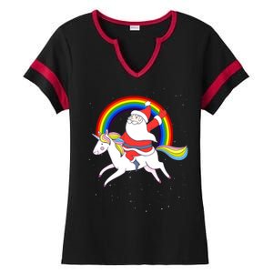 Santa Claus Unicorn Christmas Magic Ladies Halftime Notch Neck Tee