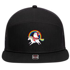 Santa Claus Unicorn Christmas Magic 7 Panel Mesh Trucker Snapback Hat