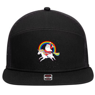 Santa Claus Unicorn Christmas Magic 7 Panel Mesh Trucker Snapback Hat