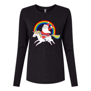 Santa Claus Unicorn Christmas Magic Womens Cotton Relaxed Long Sleeve T-Shirt