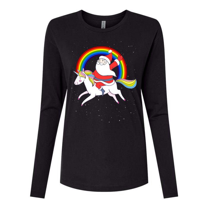 Santa Claus Unicorn Christmas Magic Womens Cotton Relaxed Long Sleeve T-Shirt