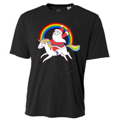 Santa Claus Unicorn Christmas Magic Cooling Performance Crew T-Shirt