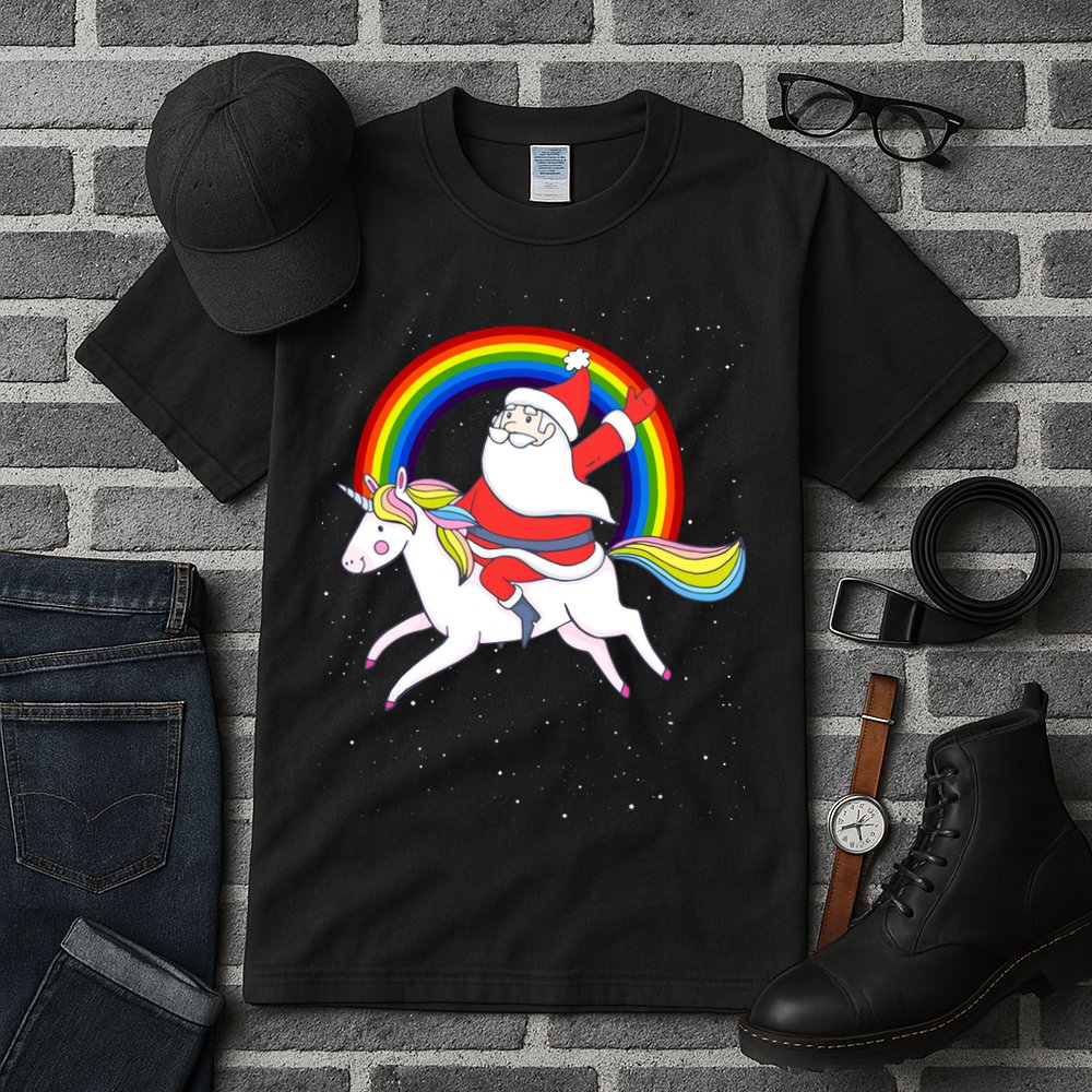 Santa Claus Unicorn Christmas Magic Tall T-Shirt
