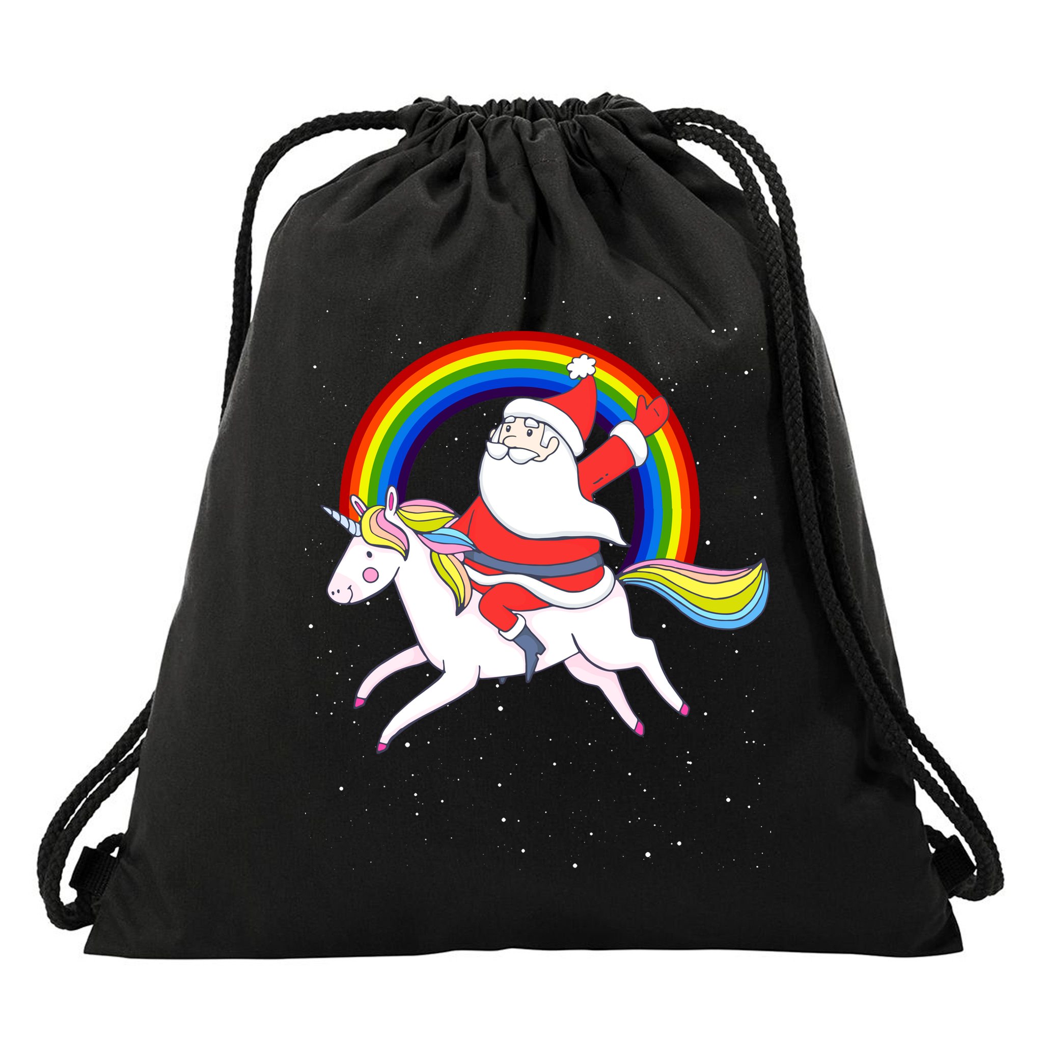 Santa Claus Unicorn Christmas Magic Drawstring Bag