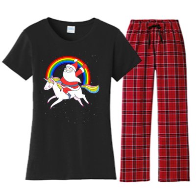 Santa Claus Unicorn Christmas Magic Women's Flannel Pajama Set