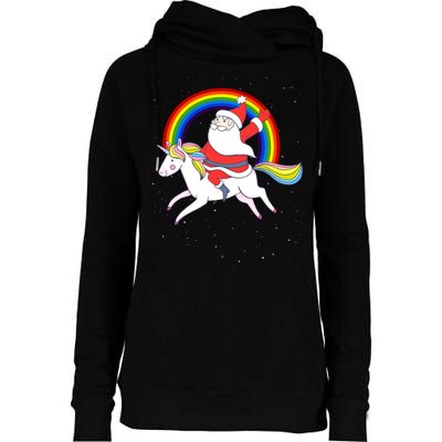 Santa Claus Unicorn Christmas Magic Womens Funnel Neck Pullover Hood