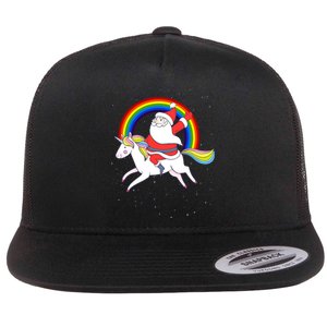 Santa Claus Unicorn Christmas Magic Flat Bill Trucker Hat