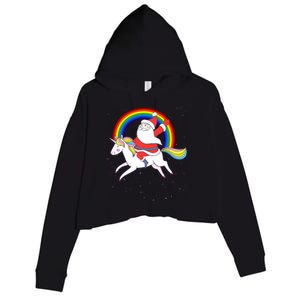 Santa Claus Unicorn Christmas Magic Crop Fleece Hoodie