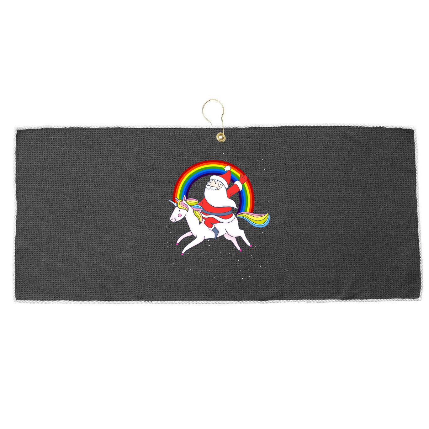 Santa Claus Unicorn Christmas Magic Large Microfiber Waffle Golf Towel