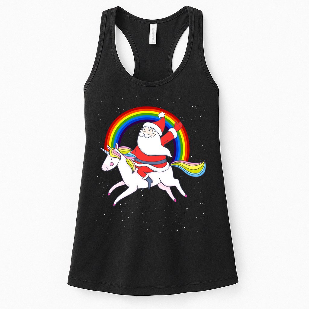 Santa Claus Unicorn Christmas Magic Womens Tank Top
