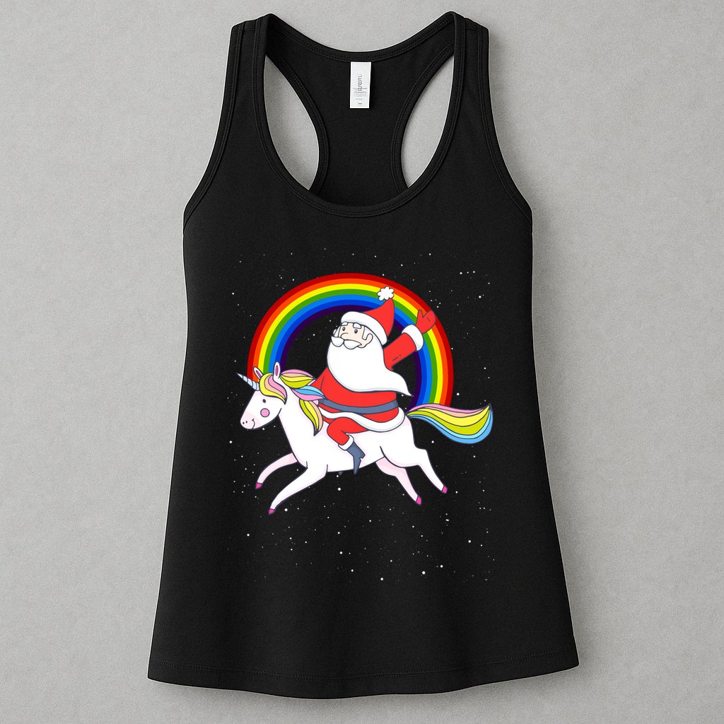 Santa Claus Unicorn Christmas Magic Womens Tank Top