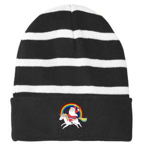 Santa Claus Unicorn Christmas Magic Striped Beanie with Solid Band