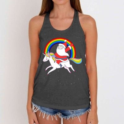 Santa Claus Unicorn Christmas Magic Women's Knotted Racerback Tank