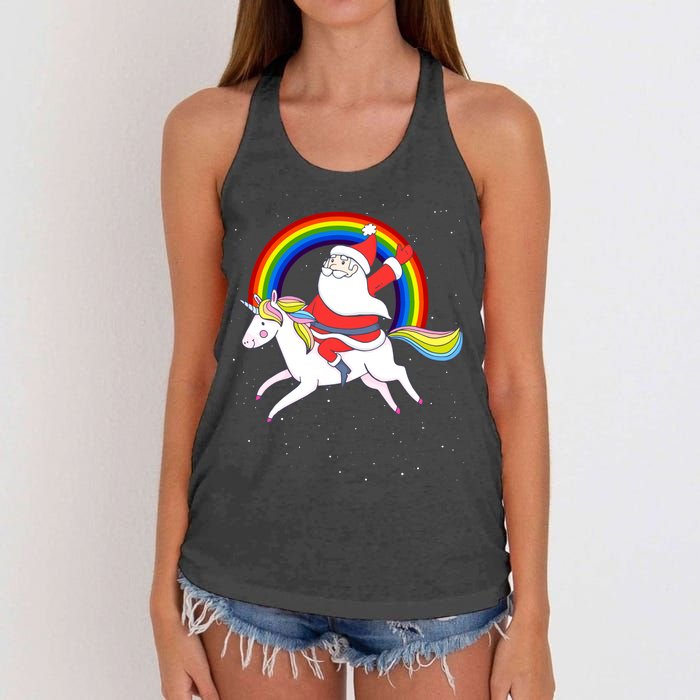 Santa Claus Unicorn Christmas Magic Women's Knotted Racerback Tank