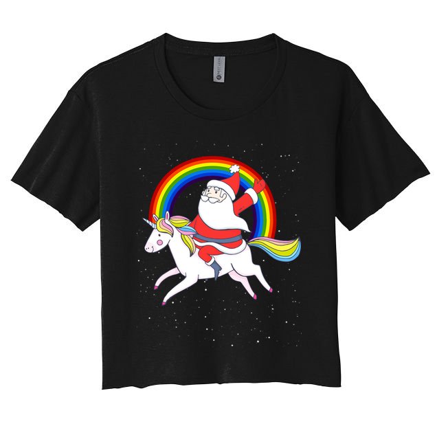 Santa Claus Unicorn Christmas Magic Crop Top