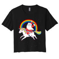 Santa Claus Unicorn Christmas Magic Women's Crop Top Tee