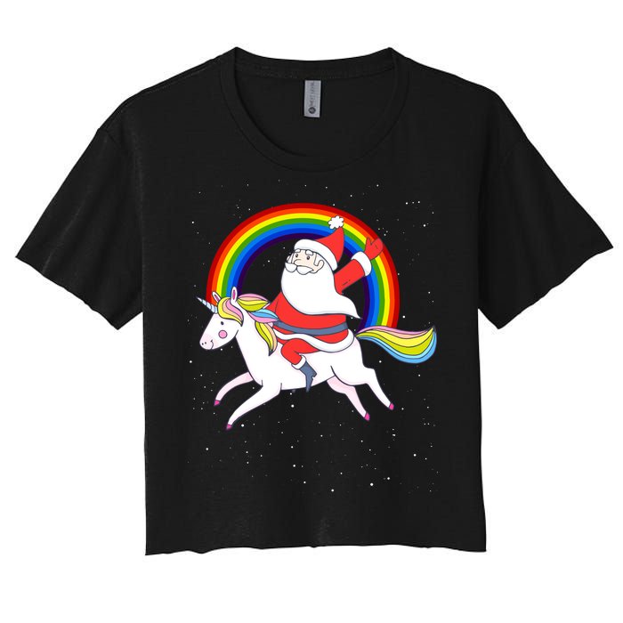 Santa Claus Unicorn Christmas Magic Women's Crop Top Tee