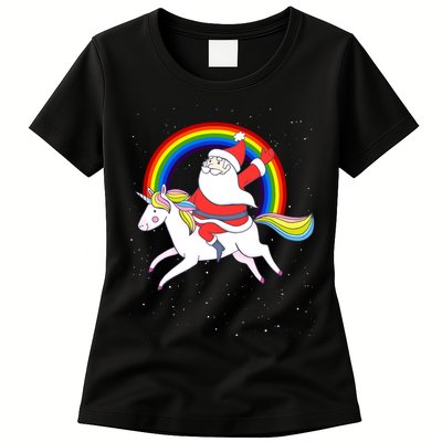 Santa Claus Unicorn Christmas Magic Womens T-Shirt