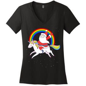 Santa Claus Unicorn Christmas Magic Women's V-Neck T-Shirt