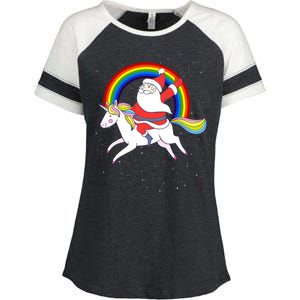 Santa Claus Unicorn Christmas Magic Enza Ladies Jersey Colorblock Tee