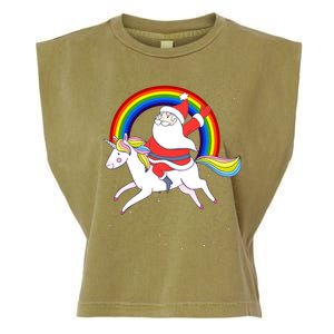 Santa Claus Unicorn Christmas Magic Garment-Dyed Women's Muscle Tee