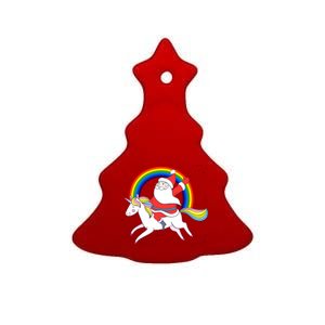 Santa Claus Unicorn Christmas Magic Ceramic Tree Ornament