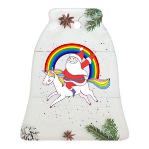 Santa Claus Unicorn Christmas Magic Ceramic Bell Ornament