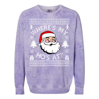 Santa Claus Where's My Ho's At? Funny Ugly Christmas Colorblast Crewneck Sweatshirt