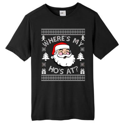 Santa Claus Where's My Ho's At? Funny Ugly Christmas Tall Fusion ChromaSoft Performance T-Shirt