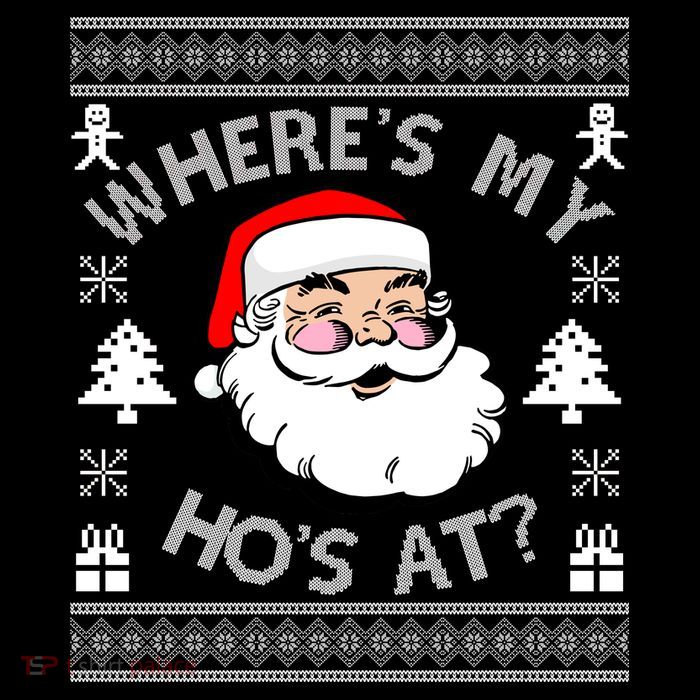 Santa Claus Where's My Ho's At? Funny Ugly Christmas Sustainable Beanie