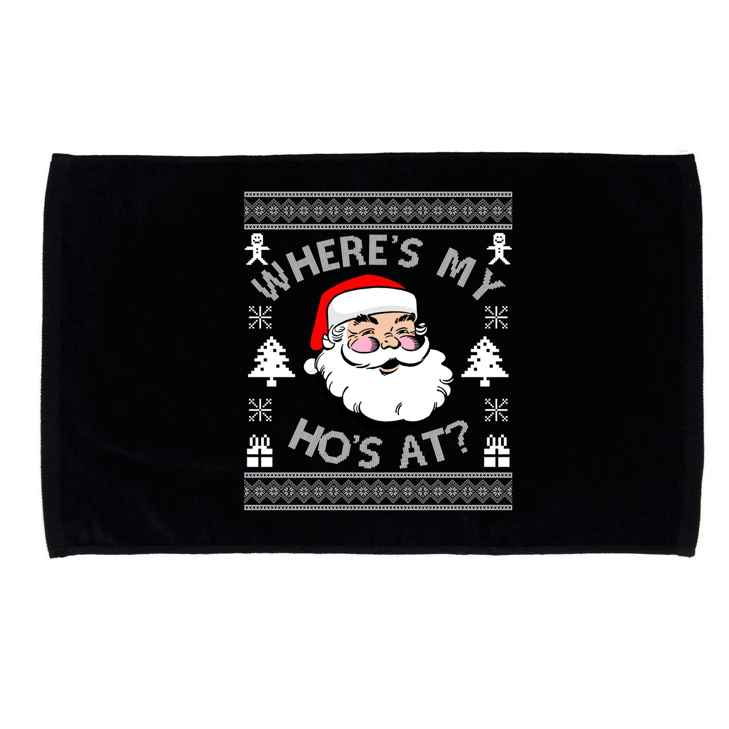 Santa Claus Where's My Ho's At? Funny Ugly Christmas Microfiber Hand Towel
