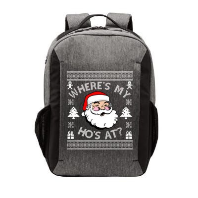 Santa Claus Where's My Ho's At? Funny Ugly Christmas Vector Backpack