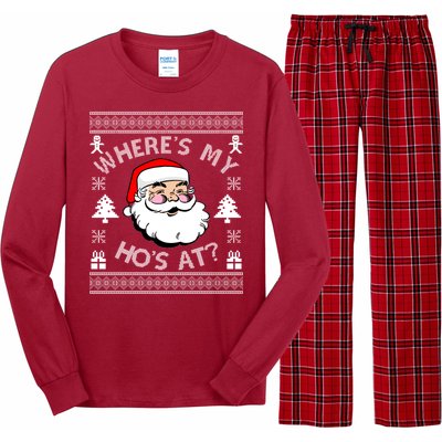 Santa Claus Where's My Ho's At? Funny Ugly Christmas Long Sleeve Pajama Set