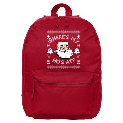 Santa Claus Where's My Ho's At? Funny Ugly Christmas 16 in Basic Backpack
