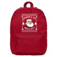 Santa Claus Where's My Ho's At? Funny Ugly Christmas 16 in Basic Backpack