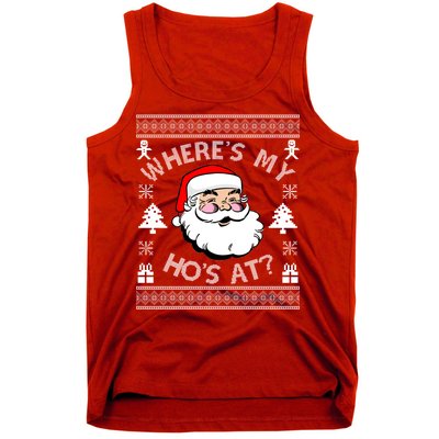 Santa Claus Where's My Ho's At? Funny Ugly Christmas Tank Top