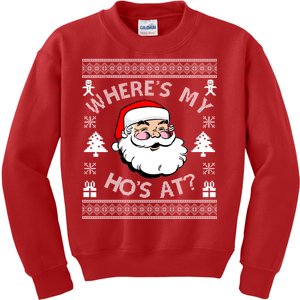 Santa Claus Where's My Ho's At? Funny Ugly Christmas Kids Sweatshirt