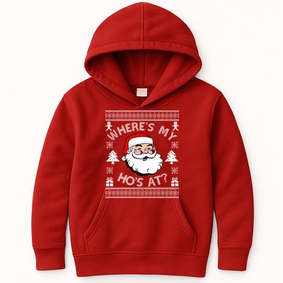 Santa Claus Where's My Ho's At? Funny Ugly Christmas Kids Hoodie