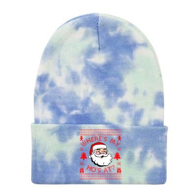 Santa Claus Where's My Ho's At? Funny Ugly Christmas Tie Dye 12in Knit Beanie