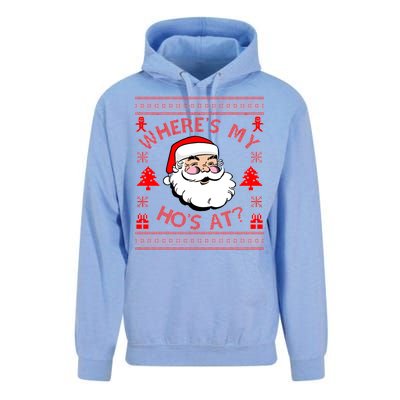 Santa Claus Where's My Ho's At? Funny Ugly Christmas Unisex Surf Hoodie