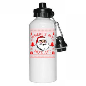 Santa Claus Where's My Ho's At? Funny Ugly Christmas Aluminum Water Bottle