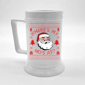 Santa Claus Where's My Ho's At? Funny Ugly Christmas Beer Stein