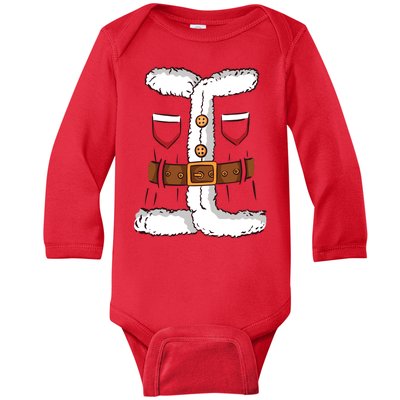 Santa Clause Costume Funny Chrismas Suit Baby Long Sleeve Bodysuit