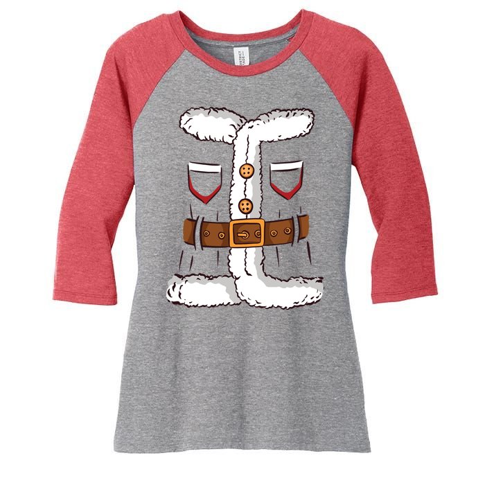 Santa Clause Costume Funny Chrismas Suit Women's Tri-Blend 3/4-Sleeve Raglan Shirt