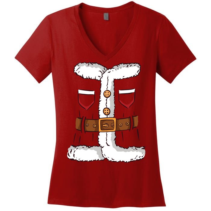 Santa Clause Costume Funny Chrismas Suit Women's V-Neck T-Shirt