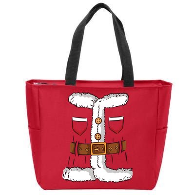 Santa Clause Costume Funny Chrismas Suit Zip Tote Bag