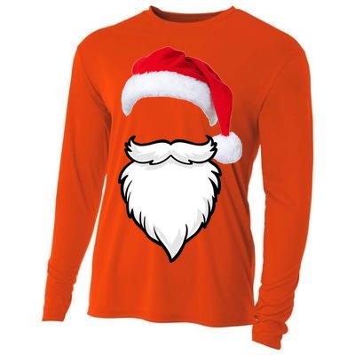 Santa Clause Mustache Beard Hat Cooling Performance Long Sleeve Crew