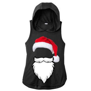 Santa Clause Mustache Beard Hat Ladies PosiCharge Tri-Blend Wicking Draft Hoodie Tank