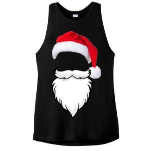 Santa Clause Mustache Beard Hat Ladies PosiCharge Tri-Blend Wicking Tank