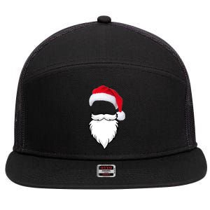 Santa Clause Mustache Beard Hat 7 Panel Mesh Trucker Snapback Hat